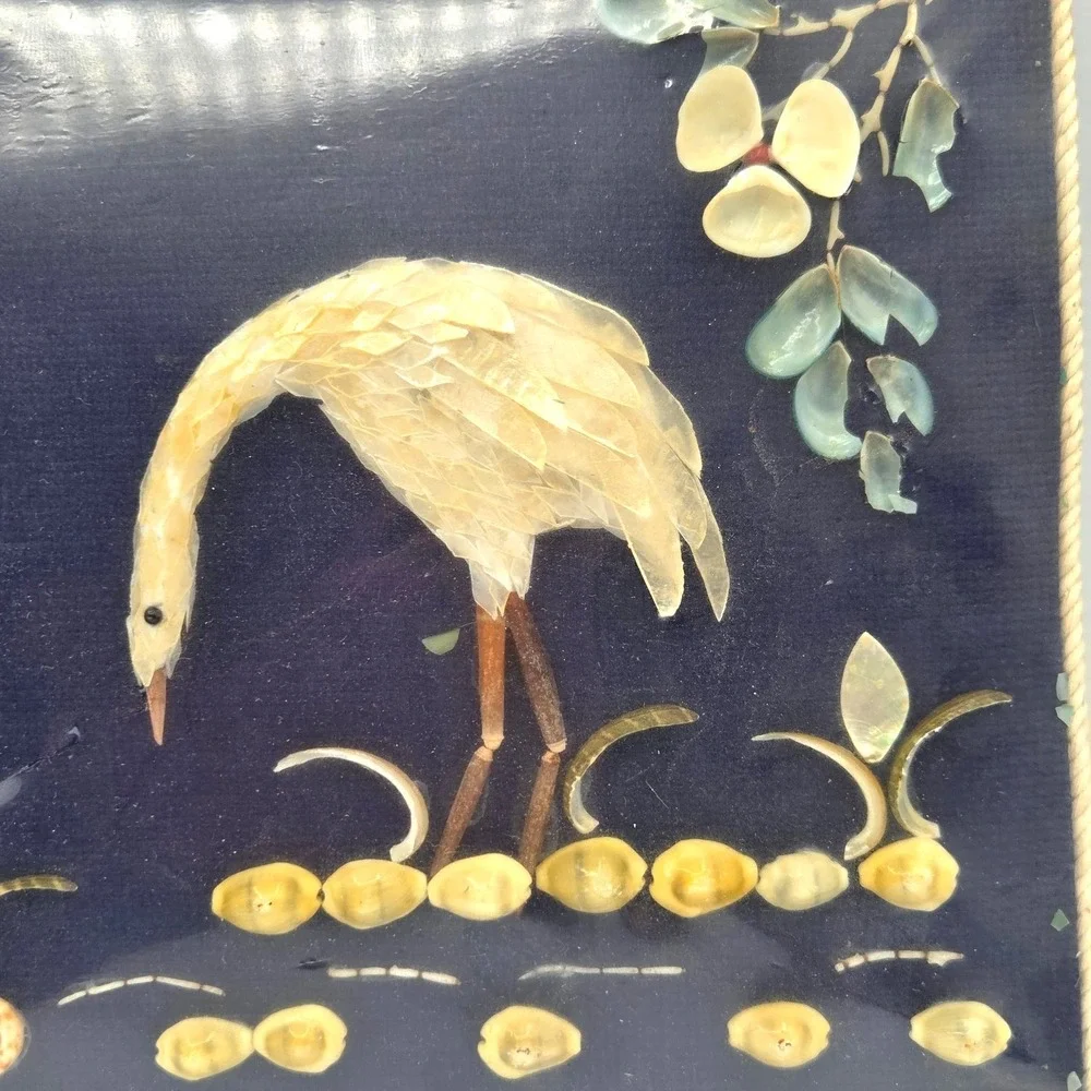 3 D Shell Wall Art 2 Birds Sea World 1972 VINTAGE One of A Kind Signed